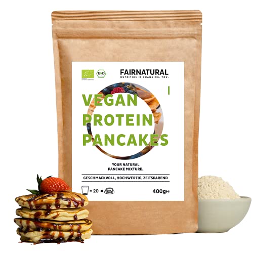 BIO VEGAN Protein Pancakes Mix [Regional aus Deutschland] Hochwertiges & gesundes Frühstück mit viel Protein und wenig Zucker (400g) von Fairnatural