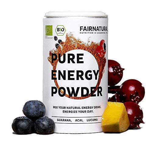 BIO Energy-Drink Pulver mit Guarana & Acai und vielen weiteren Superfoods [Bio Booster aus Deutschland] Auch als Energy Tee verwendbar - Gesunde & vegane Alternative zu Energydrinks & Kaffee (100g) von Fairnatural