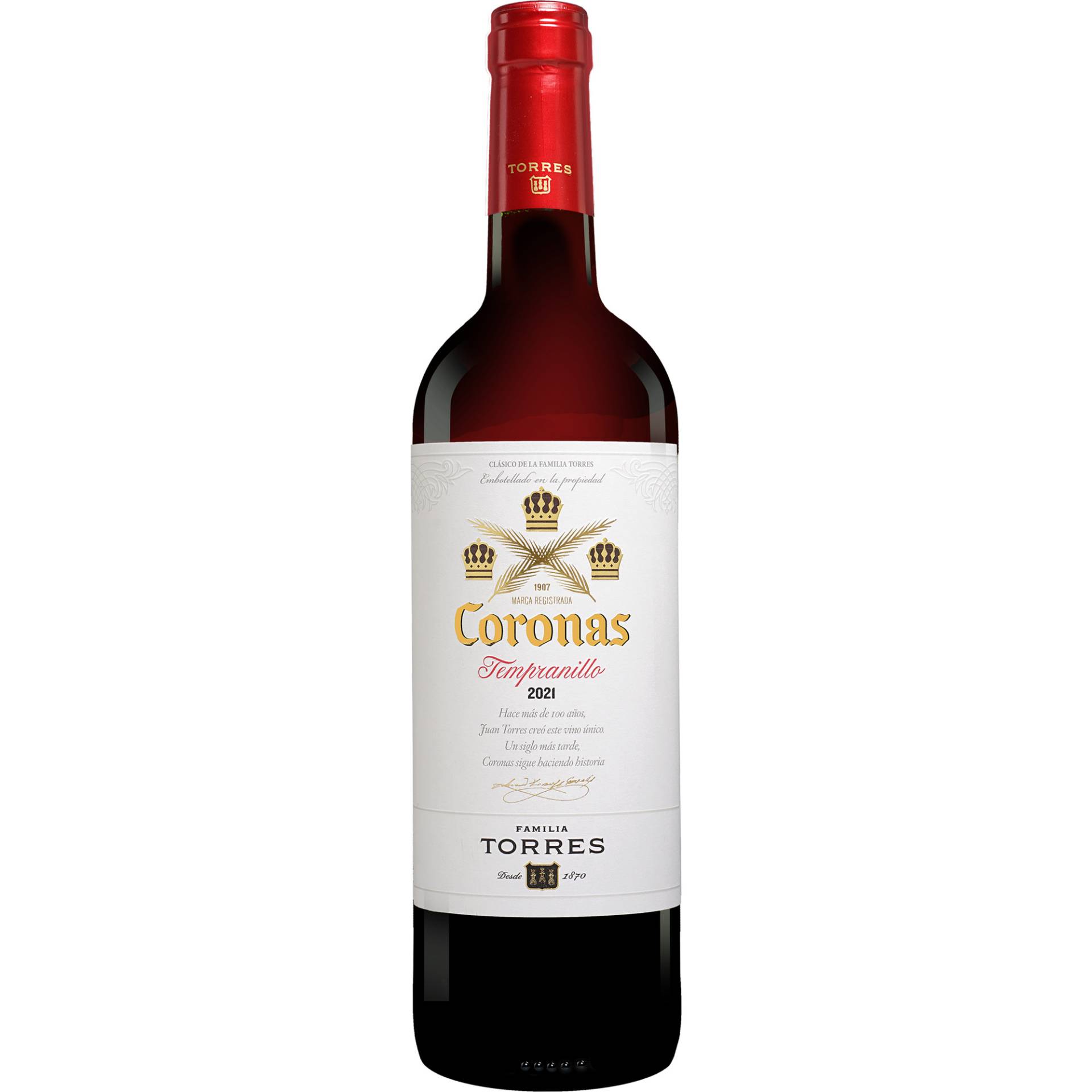 Torres »Coronas« Tempranillo 2021  0.75L 13.5% Vol. Rotwein Trocken aus Spanien von Familia Torres