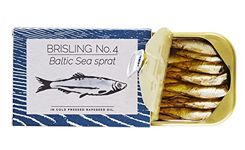 FANGST Brisling No. 4 die nordische Sardine leicht gesalzen und getrocknet in kalt gepresstem Rapsöl aus Dänemark von FANGST