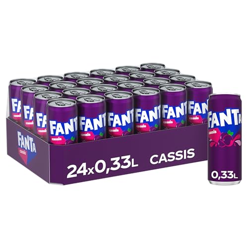 Fanta Cassis - mit intensivem Geschmack von schwarzem Johannisbeersaft - erfrischende Limonade in Einweg Dosen (24 x 330 ml) von Fanta