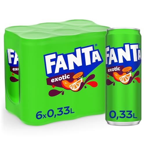 Fanta Exotic - mit intensivem Geschmack einer Mischung tropischer Früchte - spritzig-erfrischendes Softgetränk in Einweg Dosen (6 x 330 ml) von Fanta