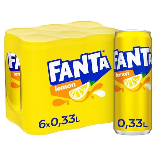 Fanta Lemon - kalorienreduzierte Erfrischung mit fruchtigem Zitronengeschmack - spritzig-erfrischendes Softgetränk in Einweg Dosen (6 x 330 ml) von Fanta