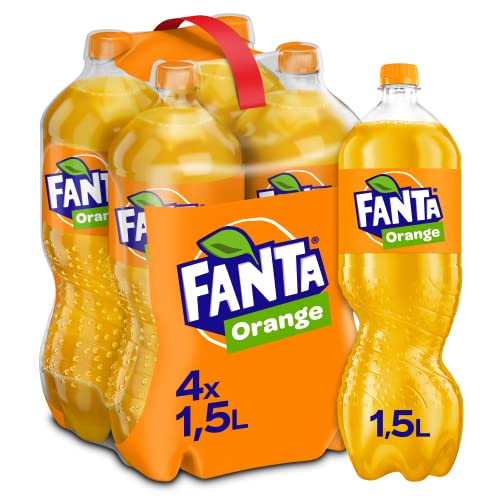 Fanta Orange , Super frische Limonade mit Orangengeschmack und Spaß-Garantie in coolen Flaschen , 4 x 1,5 Liter Einweg Flasche von Fanta