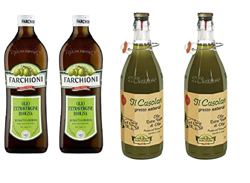 2x Farchioni Olio Extra Vergine Il Casolare Grezzo + 2x Farchioni Classico Extra Natives nativ Olive Olivenoel 1L von Farchioni