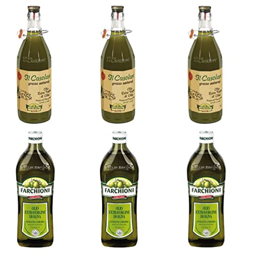 3x Farchioni Olio Extra Vergine Il Casolare Grezzo + 3x Farchioni Classico Extra Natives nativ Olive Olivenoel 1L von Farchioni