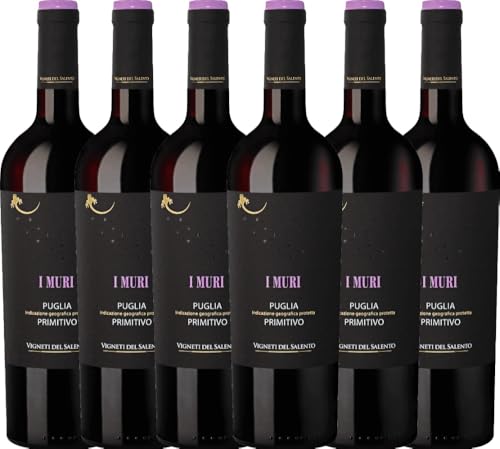 Vinello 6er Paket - I Muri Primitivo Puglia IGP - Vigneti del Salento mit VINELLO.weinausgießer | 6 x 0,75 Liter von Farnese Vini