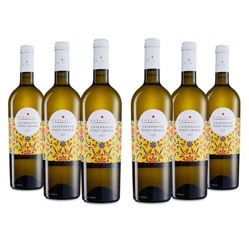 Fatascià Catarratto Pinot Grigio Terre Siciliane IGT, Weißwein mit weichem und leichtem Geschmack und einem Bouquet mit einem Duft nach weißen Früchten und blumigen Noten, 12% Vol.,6 Flaschen 750 ml von Fatascia'