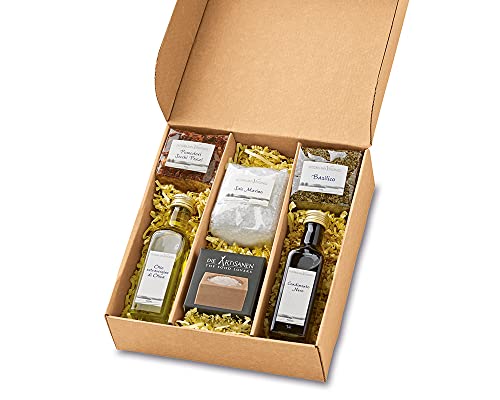 Fattoria Geschenk Set mit italienischen Spezialitäten | Präsentkorb gefüllt mit Olivenöl, Balsamico Essig und italienischen Kräutern | Feinkost Geschenkidee von Fattoria San Vincenzo