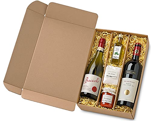 Feinkost-Geschenkkorb Bella Italia für einen italienischen Abend - dekorativ verpackter Präsentkorb mit italienischem Wein, Olivenöl, Bruschetta und Meersalz von Fattoria San Vincenzo