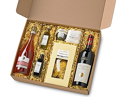 Präsentkorb Grande Festa Italien Feinkost Geschenk für Männer und Frauen zu Weihnachten I Geschenkkorb Geschenkbox mit Wein, Olivenöl und Spezialitäten aus der italienischen Gourmet-Küche von Fattoria San Vincenzo