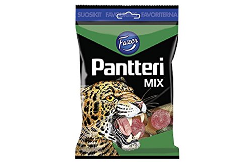 Fazer Pantteri Mix – Finnish Fruity Salty Lakrice Lakrice Salmiak Wein Gums Verschiedene Süßigkeiten Beutel 180 g von Fazer Pantteri