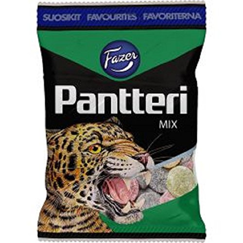 Fazer Pantteri Mix - Original Finnisch Frucht Salzlakritz Lakritz Salmiak Weingummi Süßigkeiten 180g von Fazer Pantteri