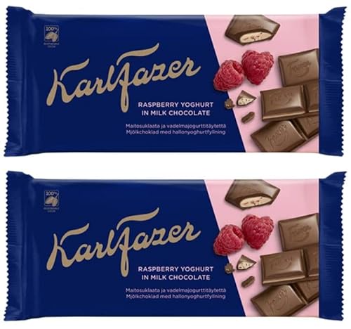 Fazer Karl Fazer Himbeerjoghurt -Schokolade 2 Bar von 121 g 8,6 Unzen von Karl Fazer