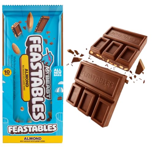 Feastables Schokolade Riegel (10 x 60 g) – Das Schokolade geschenk für das echte Biest (Pack von 10, Almond) von Feastables