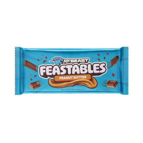 Feastables MrBeast Chocolate Bars/Schokoladetafeln (10 x 60g) - Das schokolade geschenk für das echte Biest. (Deez Nutz/Peanut Butter) von Feastables