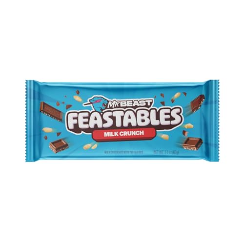 Feastables MrBeast Chocolate Bars/Schokoladetafeln (10 x 60g) - Das schokolade geschenk für das echte Biest. (Milk Chocolate Crunch) von Feastables