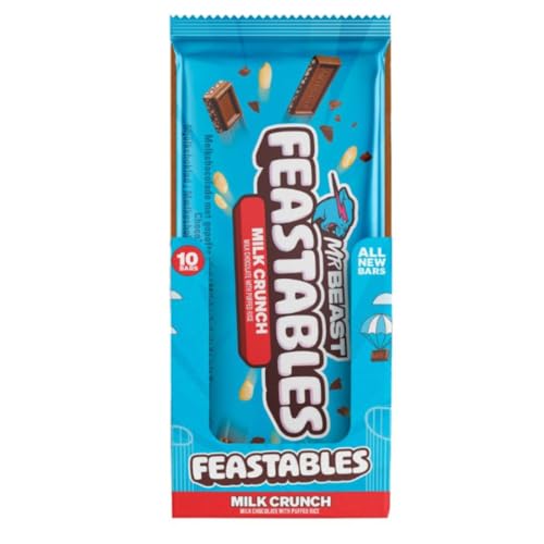 Feastables Schokolade Riegel (10 x 60 g) – Das Schokolade geschenk für das echte Biest (Pack von 10, Milch Crunch) von Feastables