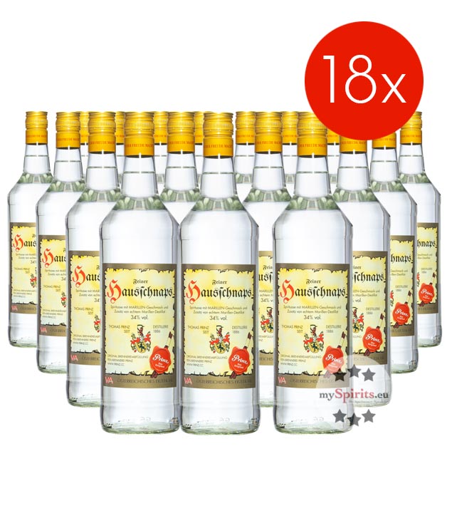 Prinz Hausschnaps 34 %  - 18 Flaschen (34 % vol, 1,0 Liter) von Fein-Brennerei Prinz