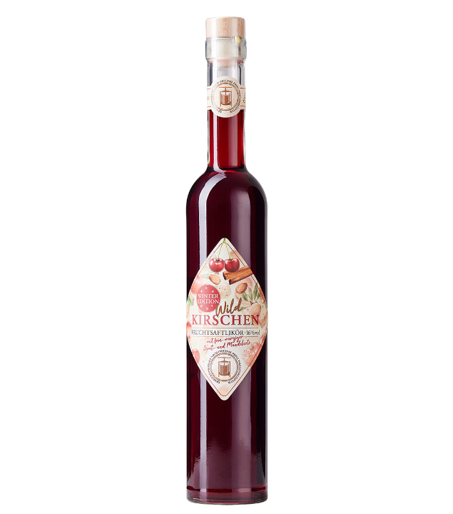 Prinz Wildkirschen-Likör Winter-Edition (16 % vol, 0,5 Liter) von Fein-Brennerei Prinz