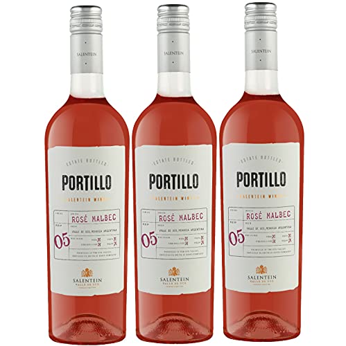 Bodegas Salentein Portillo Rosé Malbec Roséwein Wein Trocken Mendoza Argentinien inkl. FeinWert E-Book (3 x 0,75l) von FeinWert