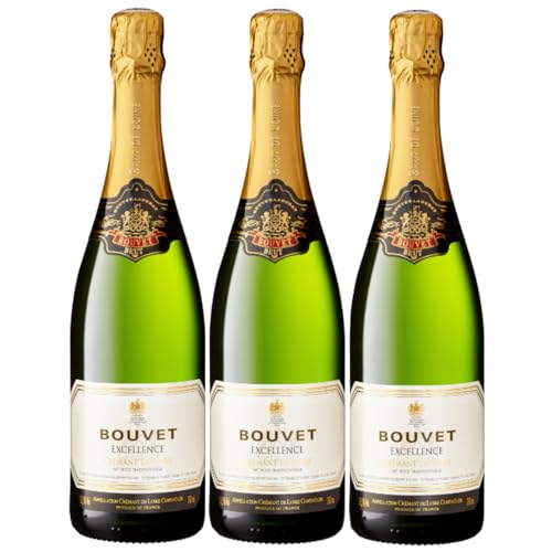 Bouvet Ladubay Crémant de Loire brut Blanc AOP Schaumwein Méthode traditionelle Frankreich inkl. FeinWert E-Book (3 x 0,75l) von FeinWert