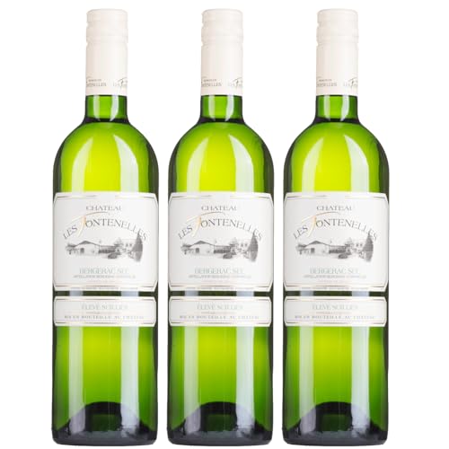 Château Les Fontenelles Bergerac Blanc Sec Weißwein Weiss Trocken Frankreich inkl. FeinWert E-Book (3 x 0,75l) von FeinWert