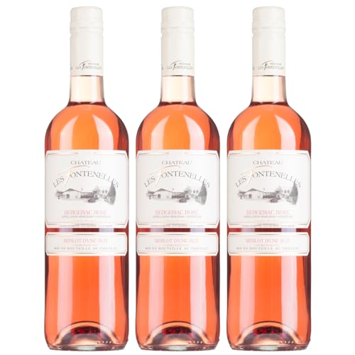 Château Les Fontenelles Bergerac Roséwein Rosé trocken Frankreich inkl. FeinWert E-Book (3 x 0,75l) von FeinWert