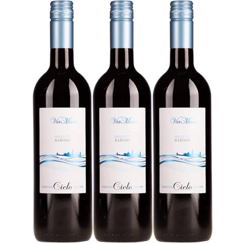 Cielo e Terra Via Mare Merlot Raboso Cuvée IGT Rotwein Rot Trocken Italien inkl. FeinWert E-Book (3 x 0,75l) von FeinWert