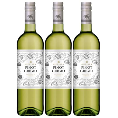 Cipriano Pinot Grigio Venezie DOC Trocken Weißwein Italien inkl. FeinWert E-Book (3 x 0,75l) von FeinWert