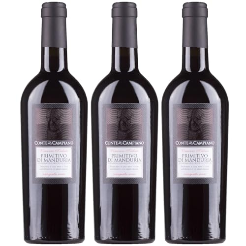 Conte di Campiano Primitivo Manduria Rotwein Wein halbtrocken Italien inkl. FeinWert E-Book (3 x 0,75l) von FeinWert