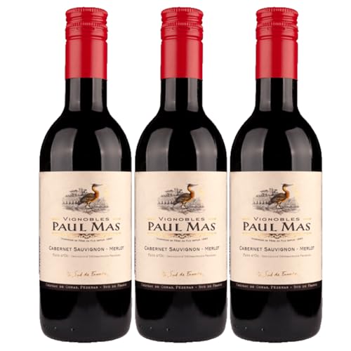 Domaines Paul Mas Cabernet Merlot Rotwein Wein trocken Frankreich inkl. FeinWert E-Book (3 x 0,25l) von FeinWert