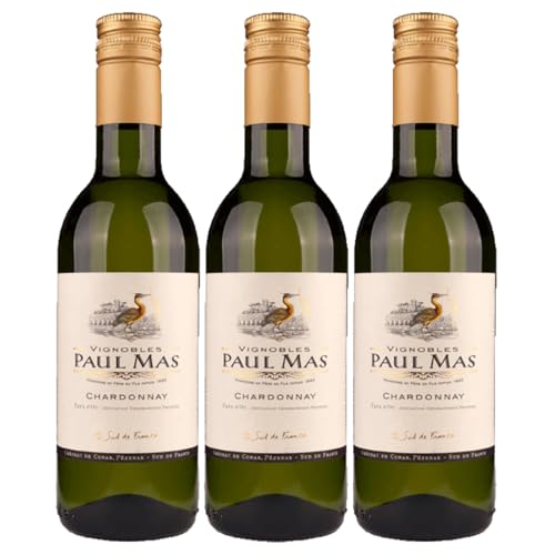 Domaines Paul Mas Chardonnay Weisswein Wein trocken Frankreich inkl. FeinWert E-Book (3 x 0,25l) von FeinWert