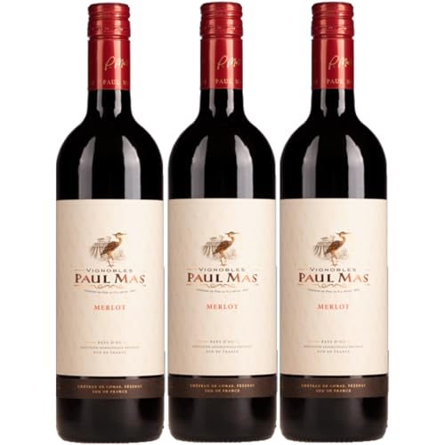 Domaines Paul Mas Classique Merlot Rotwein Rot trocken Frankreich inkl. FeinWert E-Book (3 x 0,75l) von FeinWert