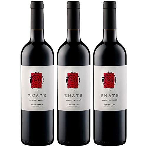 Enate Merlot-Merlot DO Rotwein Wein Trocken Somontano Spanien inkl. FeinWert E-Book (3 x 0,75l) von FeinWert