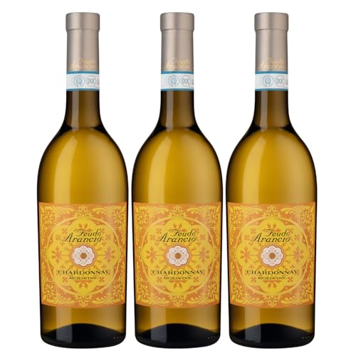 Feudo Arancio Chardonnay Sicilia DOC Sizilien Weisswein trocken Italien inkl. FeinWert E-Book (3 x 0.75l) von FeinWert