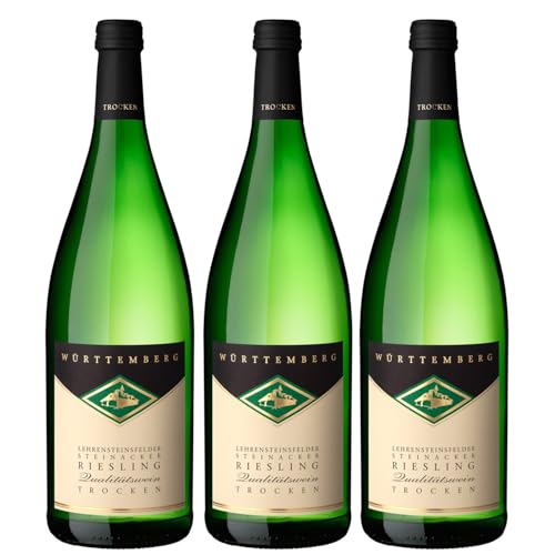 Genossenschaftskellerei Heilbronn Lehrensteinsfelder Steinacker Riesling DQ trocken Deutschland inkl. FeinWert E-Book (3 x 1,0l) von FeinWert