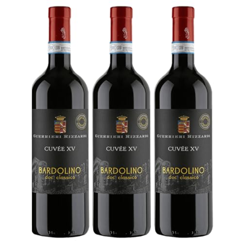 Guerrieri Rizzardi - Cuveée XV Bardolino Classico DOC Corvina Rondinella Sangiovese Molinar Ancelotta Rotwein Italien rot trocken inkl. FeinWert E-Book (3 x 0,75l) von FeinWert