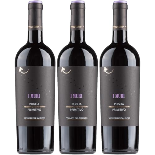 I Muri Primitivo Puglia Vigneti del Salento Rotwein Rot trocken Italien inkl. FeinWert E-Book (3 x 0,75l) von FeinWert