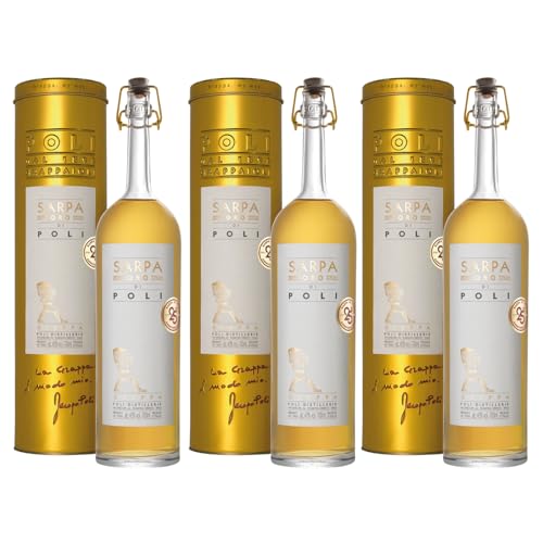 Jacopo Poli Sarpa Oro Grappa Italien in schöner Metalldose inkl. FeinWert E-Book (3 x 0,7l) von FeinWert