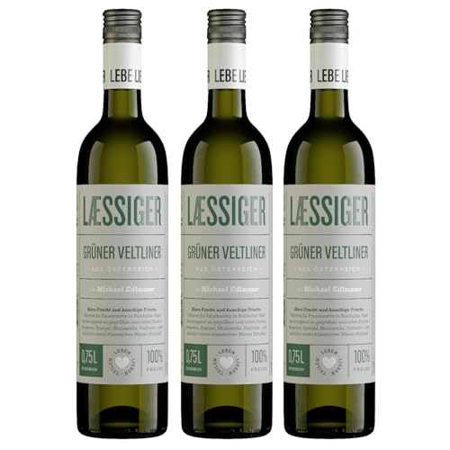 Laessiger Grüner Veltliner Weißwein Wein Trocken Niederösterreich Österreich inkl. FeinWert E-Book (3 x 0,75l) von FeinWert