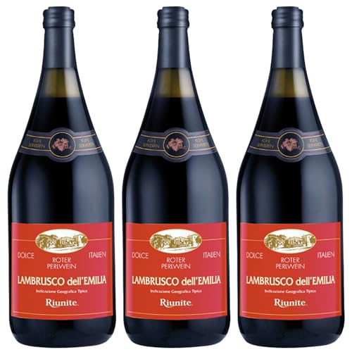 Lambrusco Cantine Riunite Magnum Rotwein süss Rot Italien inkl. FeinWert E-Book (3 x 1,5l) von FeinWert