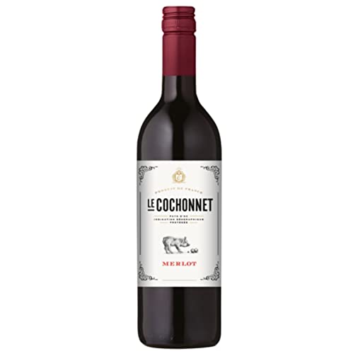 Le Cochonnet" Merlot Pays d' Oc IGP Rotwein Vegan Trocken Frankreich inkl. FeinWert E-Book (1 x 0,75l) von FeinWert