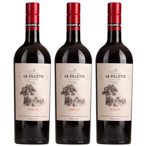 Maison de La Villette Merlot VdF Rotwein Rot trocken Frankreich inkl. FeinWert E-Book (3 x 0,75l) von FeinWert