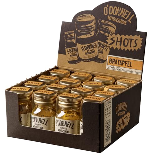 O'Donnell Moonshine 16er Micro Box Bratapfel Vegan Likör Deutschland inkl. FeinWert E-Book (16 x 20ml) von FeinWert