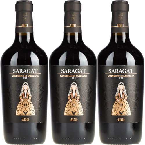 Saragat Cannonau di Sardegna Rotwein Rot halbtrocken Italien inkl. FeinWert E-Book (3 x 0,75l) von FeinWert