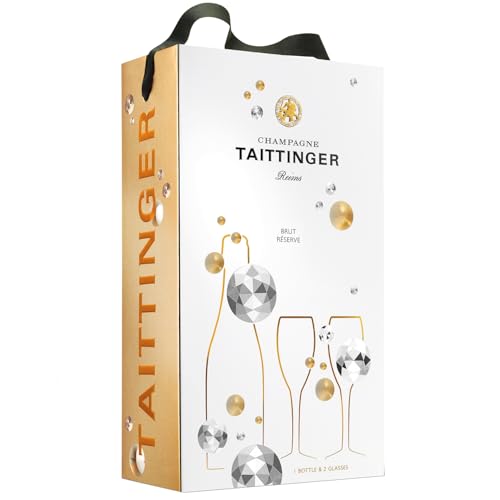 Taittinger Champagner Brut Réserve Weiss Frankreich mit zwei Gläsern im Geschenkkarton - Geschenkset inkl. FeinWert E-Book (1 x 0,75l) von FeinWert