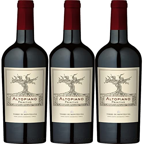 Terre di Montelusa Altopiano Primitivo Puglia IGT Rotwein Trocken Vegan Italien inkl. FeinWert E-Book (3 x 0,75l) von FeinWert