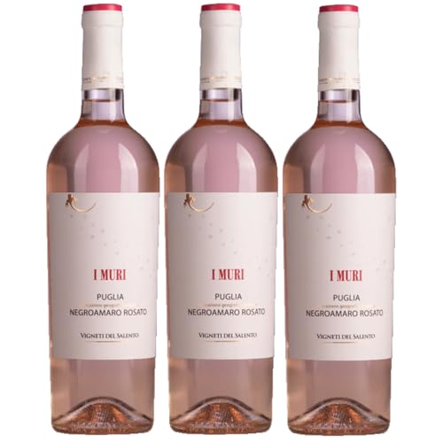 Vigneti del Salento I Muri Puglia Negroamaro Rosato Roséwein halbtrocken Italien inkl. FeinWert E-Book (3 x 0,75l) von FeinWert