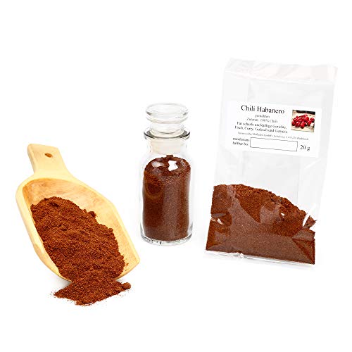 Chili Habanero, Chili extrem scharf, Rote Getrocknete Chili Schoten, Chilischoten Habanero getrocknet, mindestens 240.000 Scoville, 20g (Gemahlen) von BFYSYO